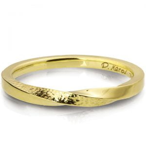 Yellow Gold Hammered Mobius Wedding Ring