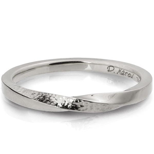 Platinum Hammered Mobius Wedding Ring