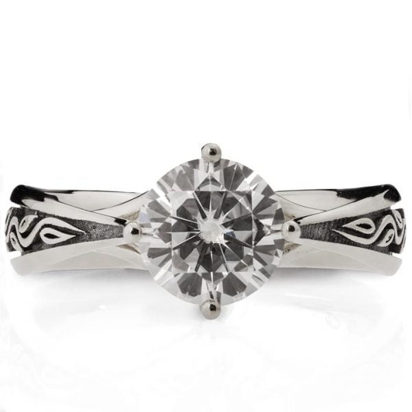 Black Leaves Diamond Engagement Ring