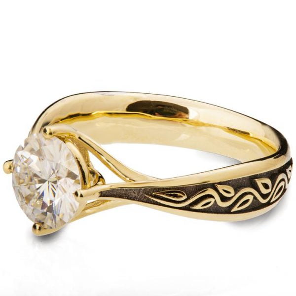 Black Leaves Diamond Engagement Ring