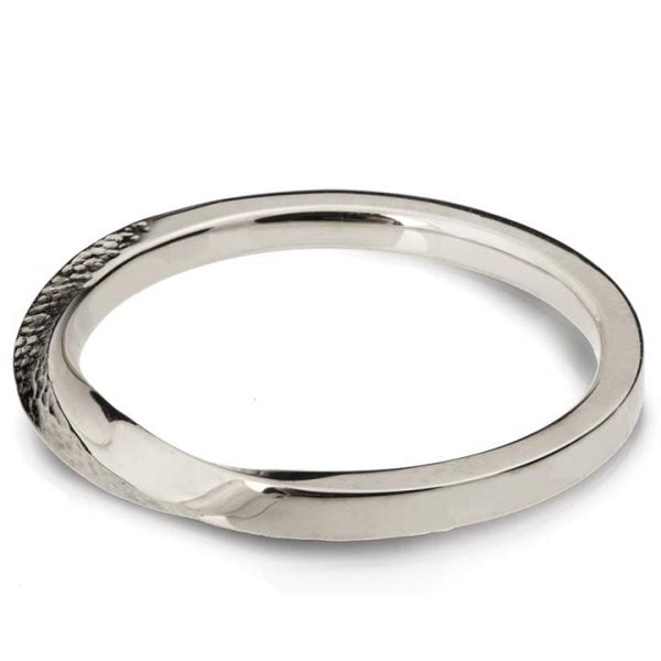 White Gold Hammered Mobius Wedding Band