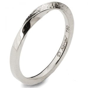 Hammered Mobius Wedding Band White Gold