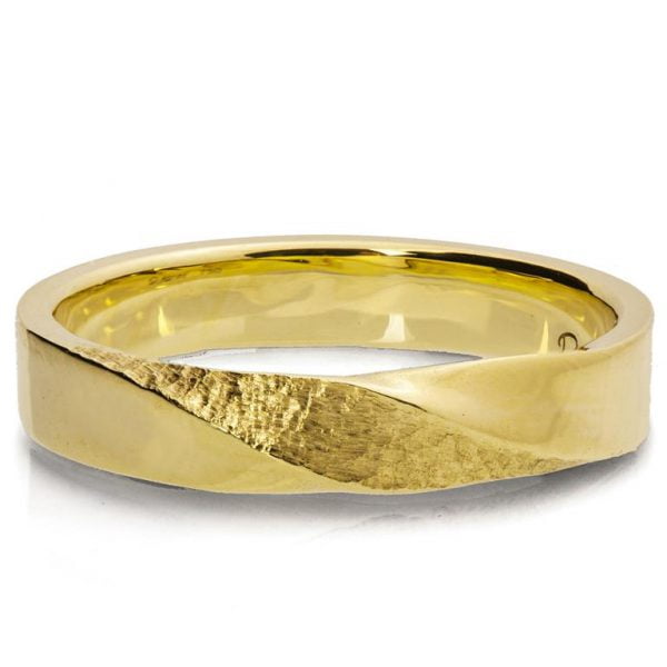 Hammered Yellow Gold Mobius Wedding Band