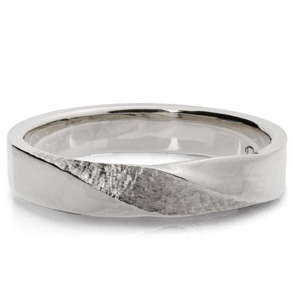 Hammered White Gold Mobius Wedding Band