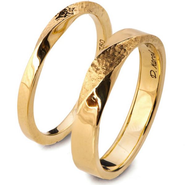 His & Hers Wedding Rings, Hammered Mobius Wedding Bands Rose Gold Catalogue