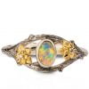 Twig and Flowers Opal Ring White and Yellow Gold