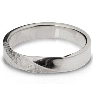 White Gold Hammered Mobius Wedding Band