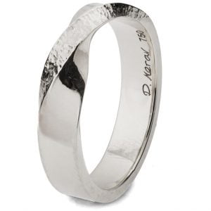 Hammered White Gold Mobius Wedding Band
