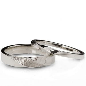 His & Hers Wedding Rings, Hammered Mobius Wedding Bands White Gold Catalogue