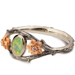Twig and Flowers Opal Ring