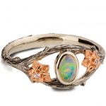 Twig and Flowers Opal Ring Rose Gold