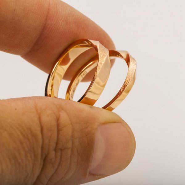 His & Hers Wedding Rings, Hammered Mobius Wedding Bands Rose Gold Catalogue