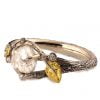 Raw Diamond Twig Engagement Ring Yellow Gold