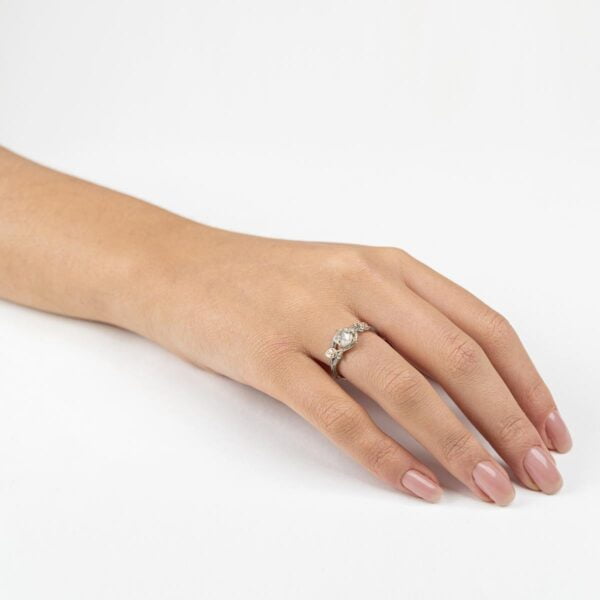 Raw Diamond Twig Engagement Ring White Gold Catalogue
