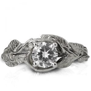 Twig and Leaves Flower Style Diamond Engagement Ring 4