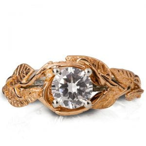Twig and Leaves Flower Style Diamond Engagement Ring 3