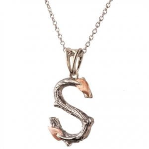 Nature Inspired S Initial Pendant Rose Gold