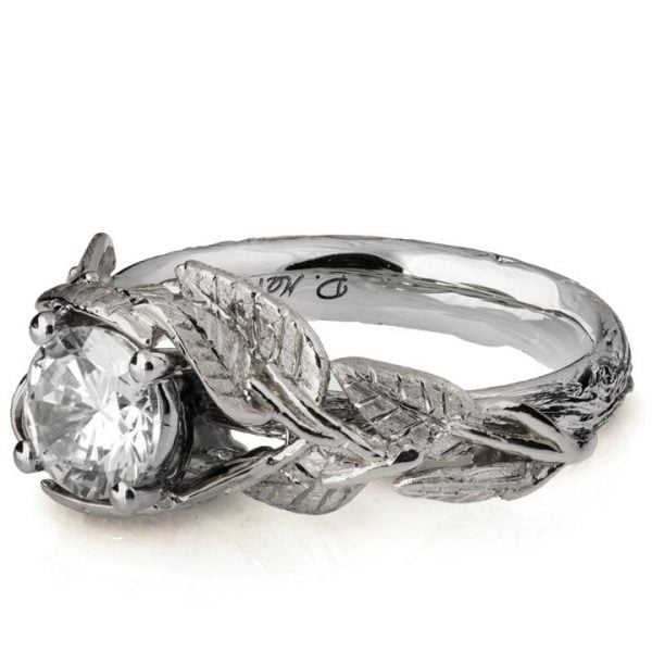 Platinum Leaves Diamond Engagement Ring