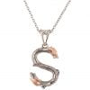 S Pendant, Twig and Leaves Initial Pendant, Rose Gold