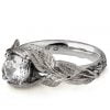 White Gold Leaves Diamond Engagement Ring