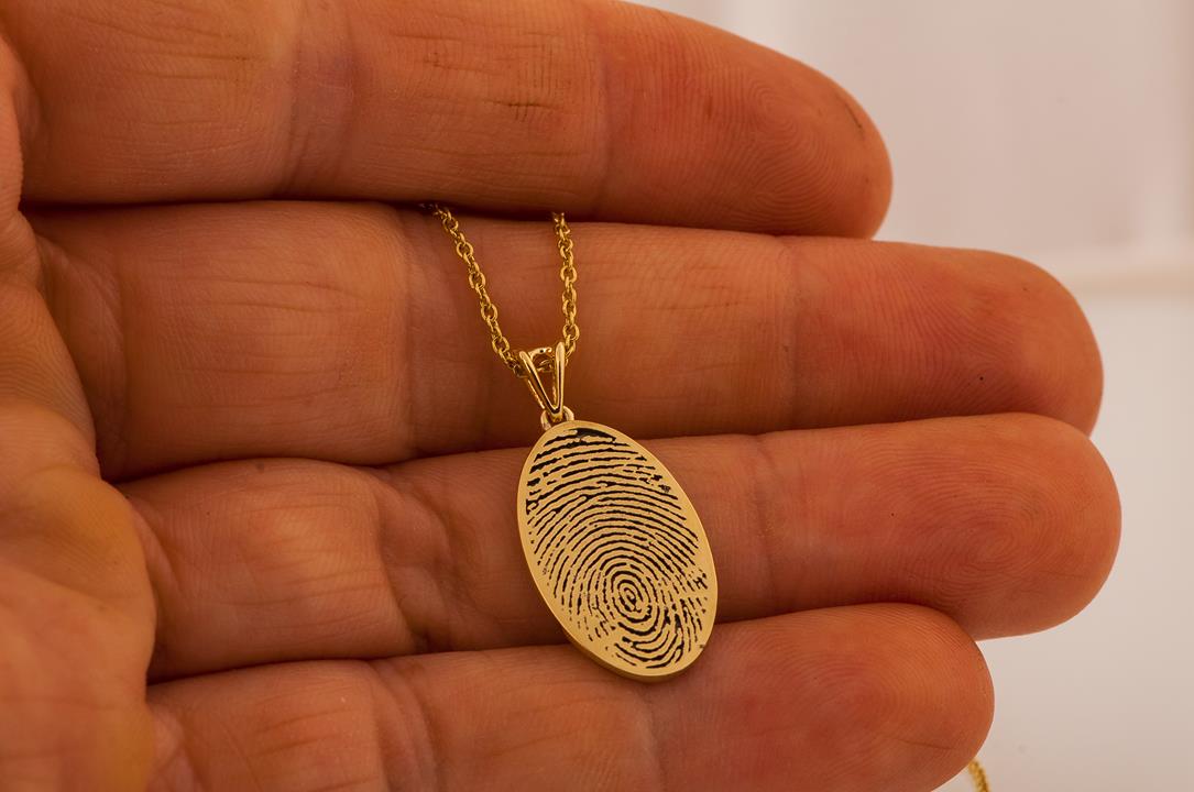 Round Memorial Sterling Silver Fingerprint Necklace – Brent&Jess Fingerprint  jewelry- made with your fingerprints