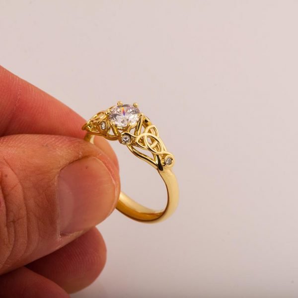 Knot Engagement Ring Yellow Gold and Moissanite Catalogue