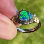 Twig and Leaf Opal Engagement Ring White Gold 8
