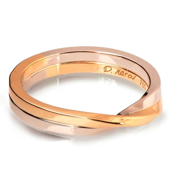 Two Toned Unique Mobius Wedding Band White and Rose Gold