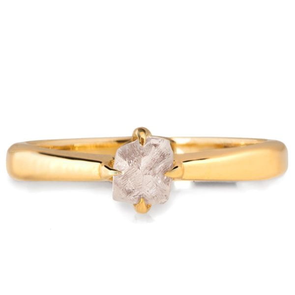 Raw Diamond Solitaire Engagement Ring
