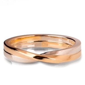 Two Toned Platinum and Rose Gold Mobius Wedding Band