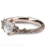Twig and Maple Leaf Platinum Moissanite Engagement Ring