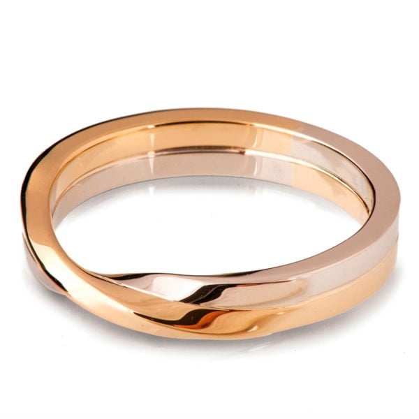 Unique Two Toned Mobius Wedding Band Platinum and Rose Gold