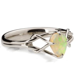Pear Cut Opal Celtic Engagement Ring White Gold