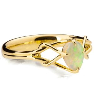 Pear Cut Opal Celtic Engagement Ring Yellow Gold