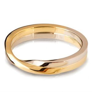 Two Toned Unique Mobius Wedding Band White and Yellow Gold