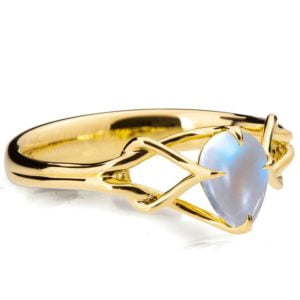 Moonstone Celtic Engagement Ring Yellow Gold