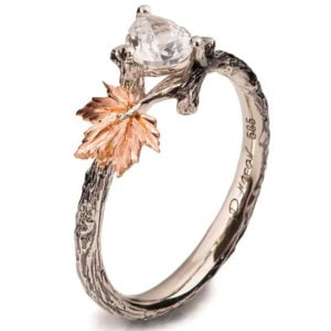 Maple Leaf Moissanite Engagement Ring Rose Gold