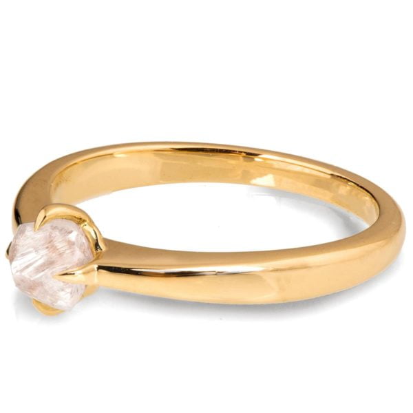 Yellow Gold Raw Diamond Solitaire Engagement Ring