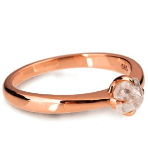 Raw Diamond Rose Gold Solitaire Engagement Ring