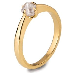 Raw Diamond Solitaire Engagement Ring Yellow Gold