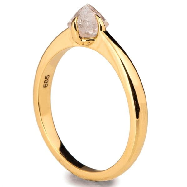 Yellow Gold Rough Diamond Solitaire Engagement Ring