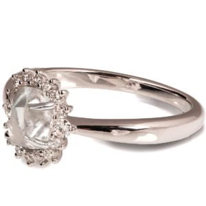 White Gold Raw Diamond Halo Engagement Ring