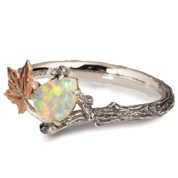 Rose Gold Maple Leaf Opal Ring