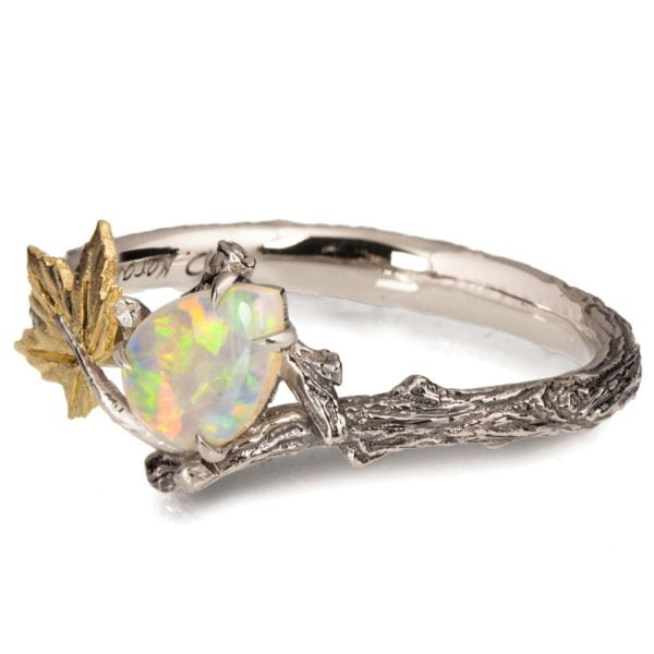 Yellow Gold Maple Leaf Opal Ring