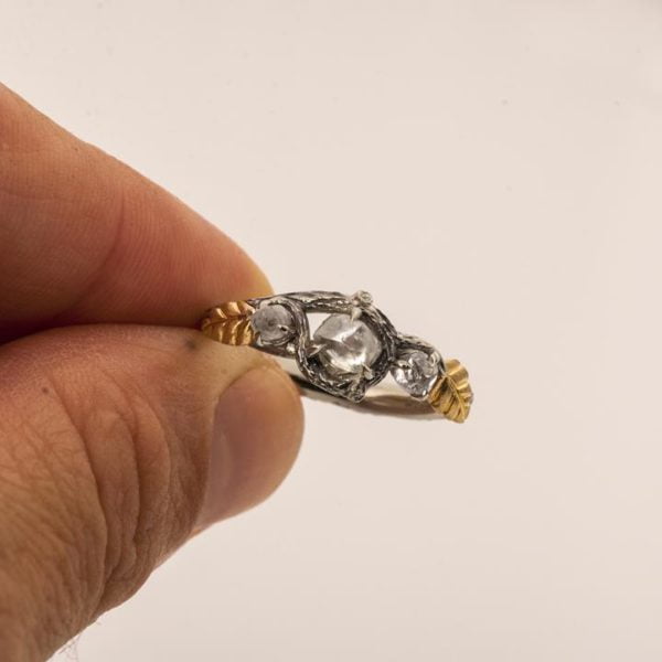 Raw Diamond Twig Engagement Ring Rose Gold Catalogue