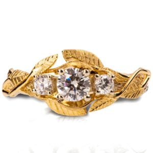 Nature Inspired Diamonds Engagement Ring Yellow Gold