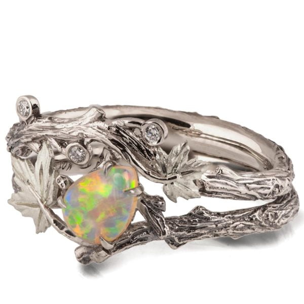 Nature Inspired Opal Platinum Bridal Set