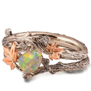 Nature Inspired Opal Bridal Set Rose Gold
