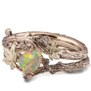 Nature Inspired Opal Bridal Set White Gold