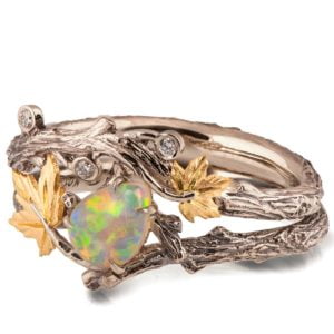 Nature Inspired Opal Bridal Set Yellow Gold